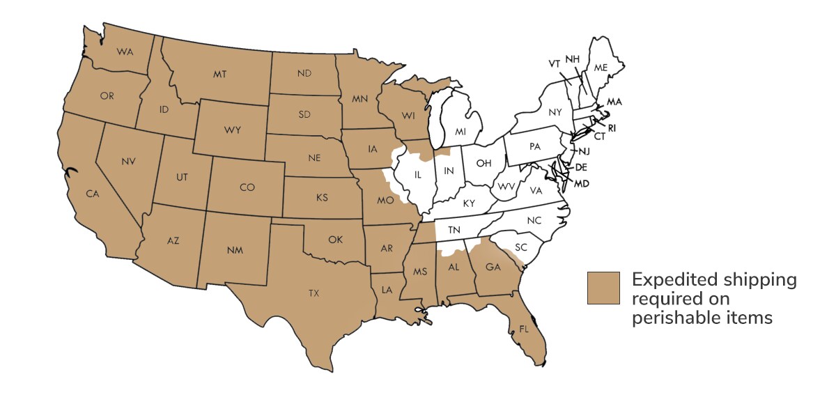 western US resticted states perishable